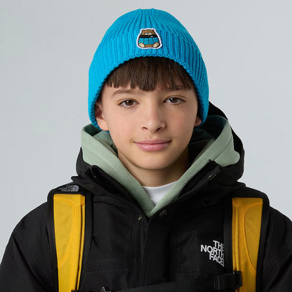 Gorro Beanie niños TNF Box Logo reciclado con vuelta de The North Face - Azul Radiante