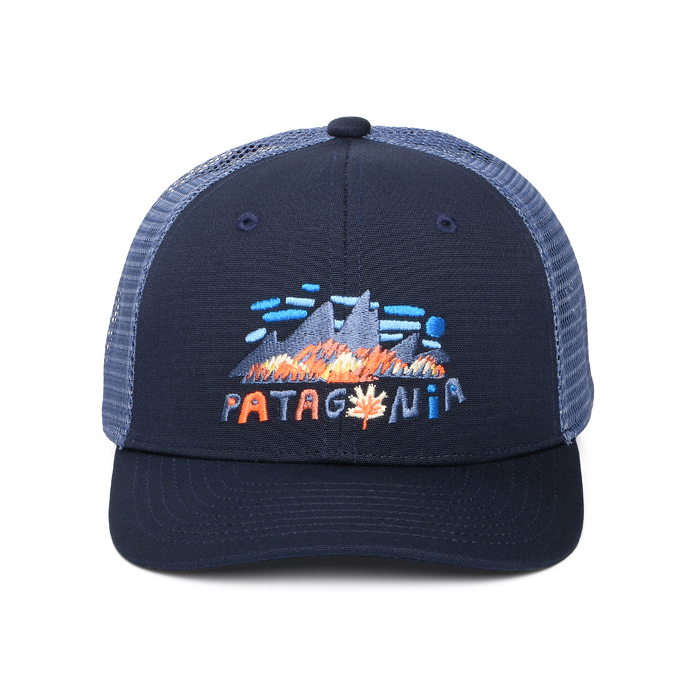 Gorra de camionero niños Fitz Roy Foliage de algodón orgánico de Patagonia - Azul Marino