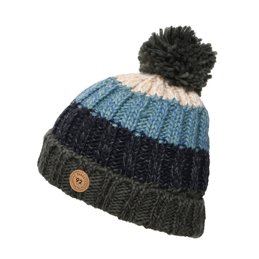 Gorro con pompón niños Wilhelm de Barts - Verde Militar-Azul