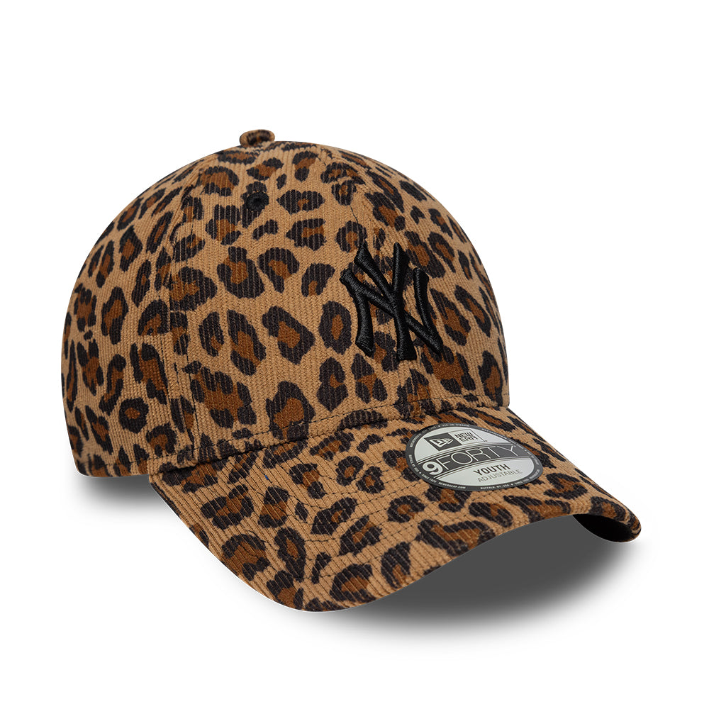 Gorra de béisbol niñas 9FORTY MLB Leopard Cord New York Yankees de New Era - Camel-Negro