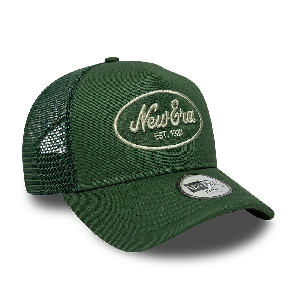 Gorra de camionero 9FORTY A-Frame Oval Patch de New Era - Verde Oscuro-Verde Claro