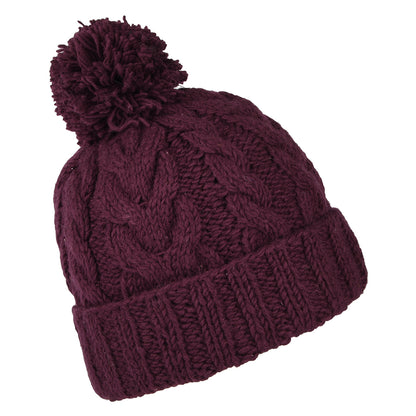 Gorro con pompón con vuelta de punto trenzado de Kusan - Baya