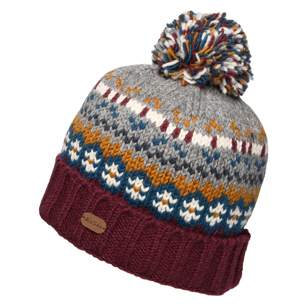 Gorro con pompón Mosaic Patrón temático de Kusan - Ciruela-Gris