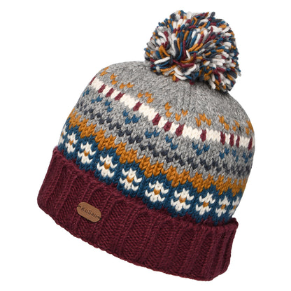 Gorro con pompón Mosaic Patrón temático de Kusan - Ciruela-Gris