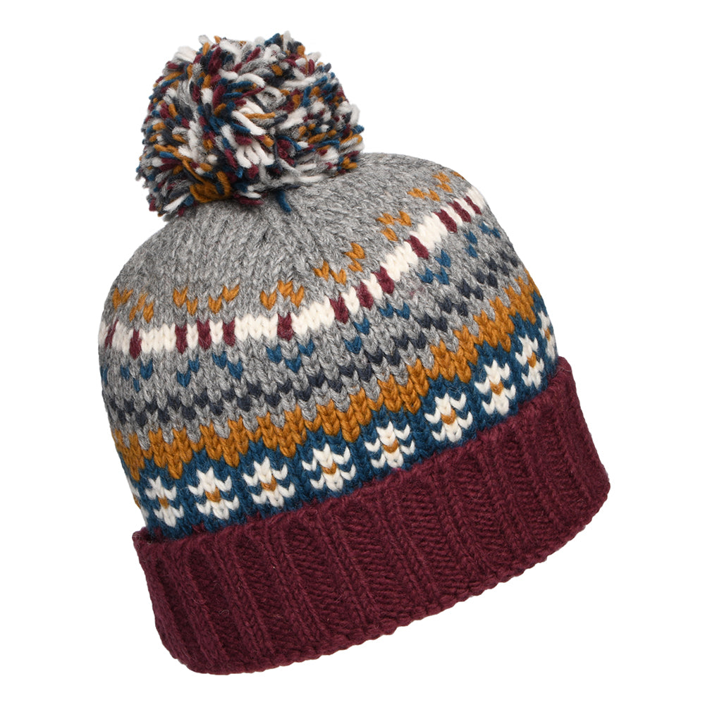 Gorro con pompón Mosaic Patrón temático de Kusan - Ciruela-Gris