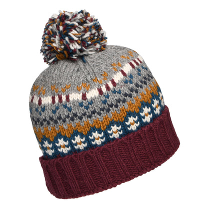 Gorro con pompón Mosaic Patrón temático de Kusan - Ciruela-Gris