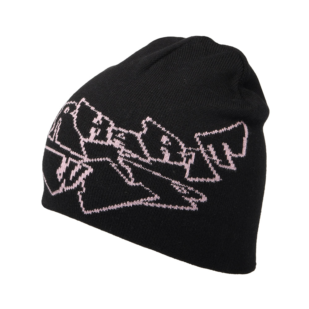 Gorro Beanie Screwed Up Scripter de Carhartt WIP - Negro-Rosa Claro