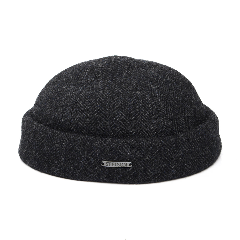 Gorro Beanie Docker de lana diseño de espiga de Stetson - Gris Oscuro