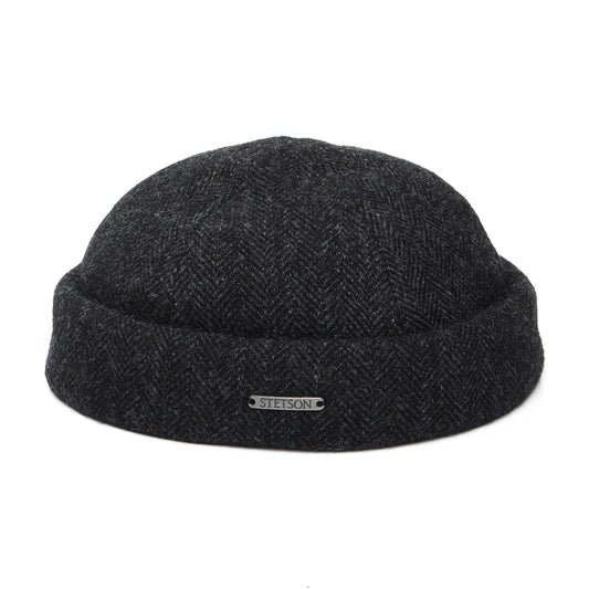 Gorro Beanie Docker de lana diseño de espiga de Stetson - Gris Oscuro