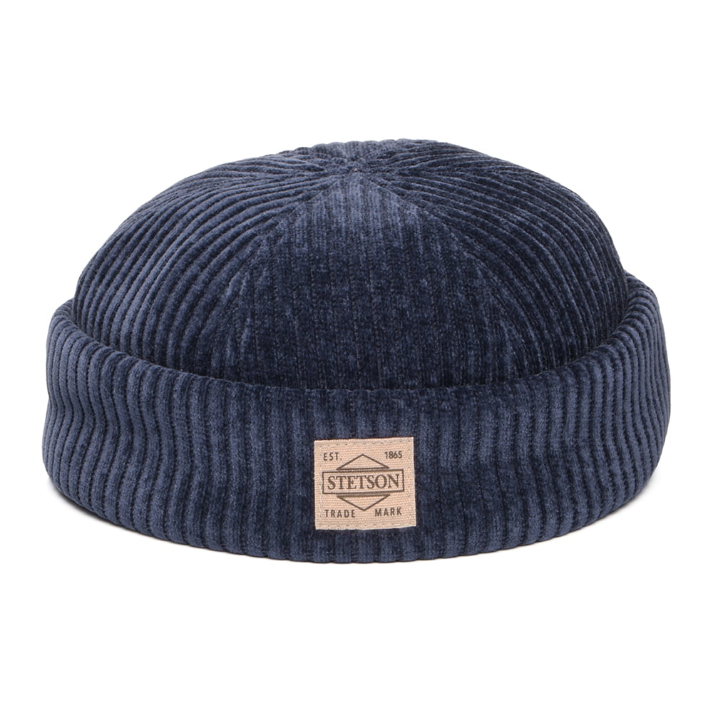 Gorro Beanie Docker de Jersey Corduroy de Stetson - Azul Marino