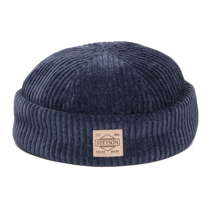 Gorro Beanie Docker de Jersey Corduroy de Stetson - Azul Marino