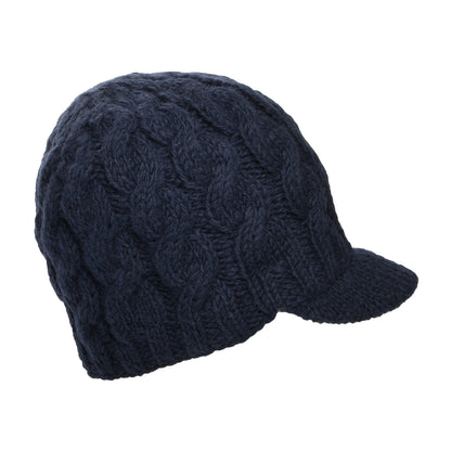 Gorro Beanie con visera de punto trenzado de Kusan - Azul Marino