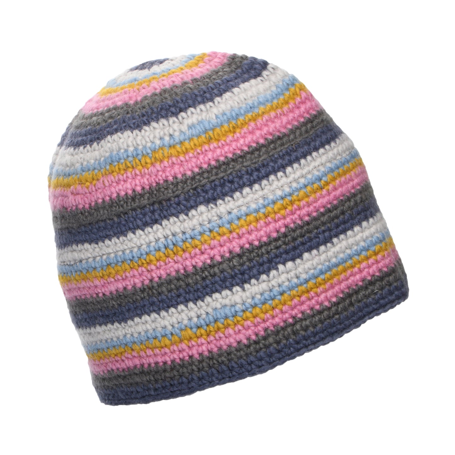 Gorro Beanie Crochet Flor de Kusan - Gris-Rosa