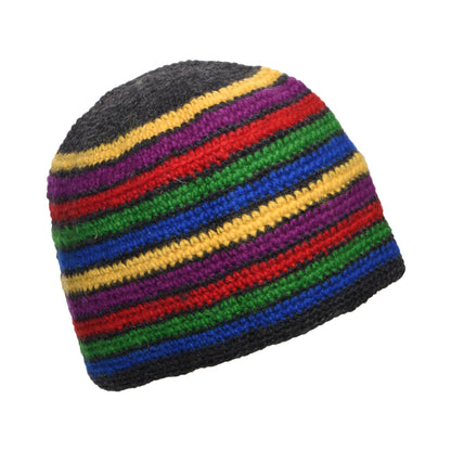 Gorro Beanie Crochet Flor de Kusan - Antracita-Rojo