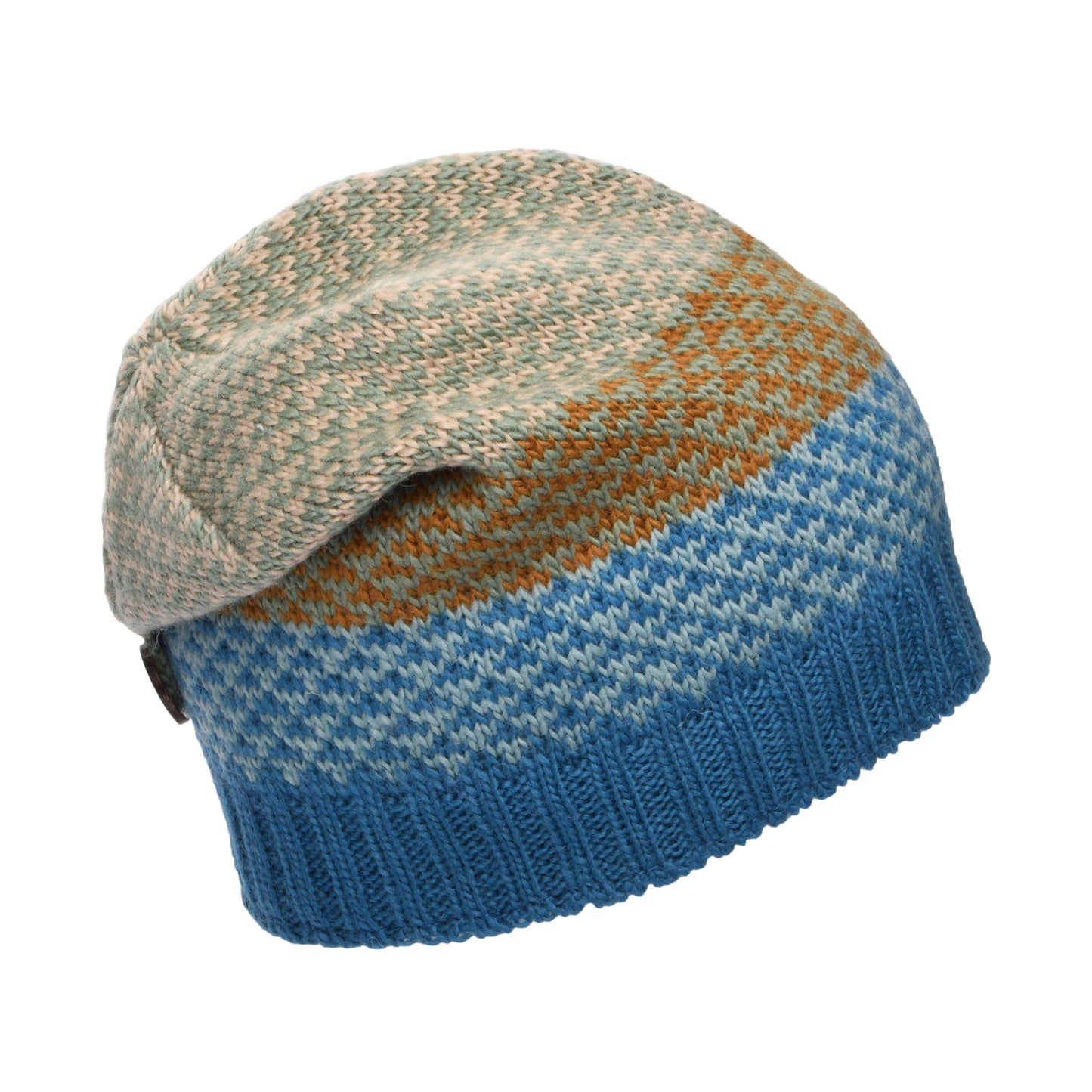 Gorro Beanie con botón de Kusan - Azul-Crema