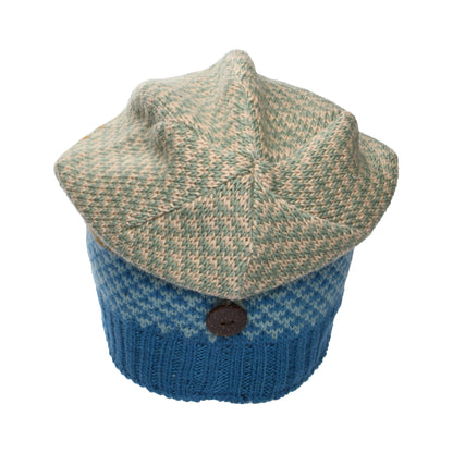 Gorro Beanie con botón de Kusan - Azul-Crema