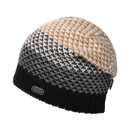 Gorro Beanie con botón de Kusan - Negro-Crema