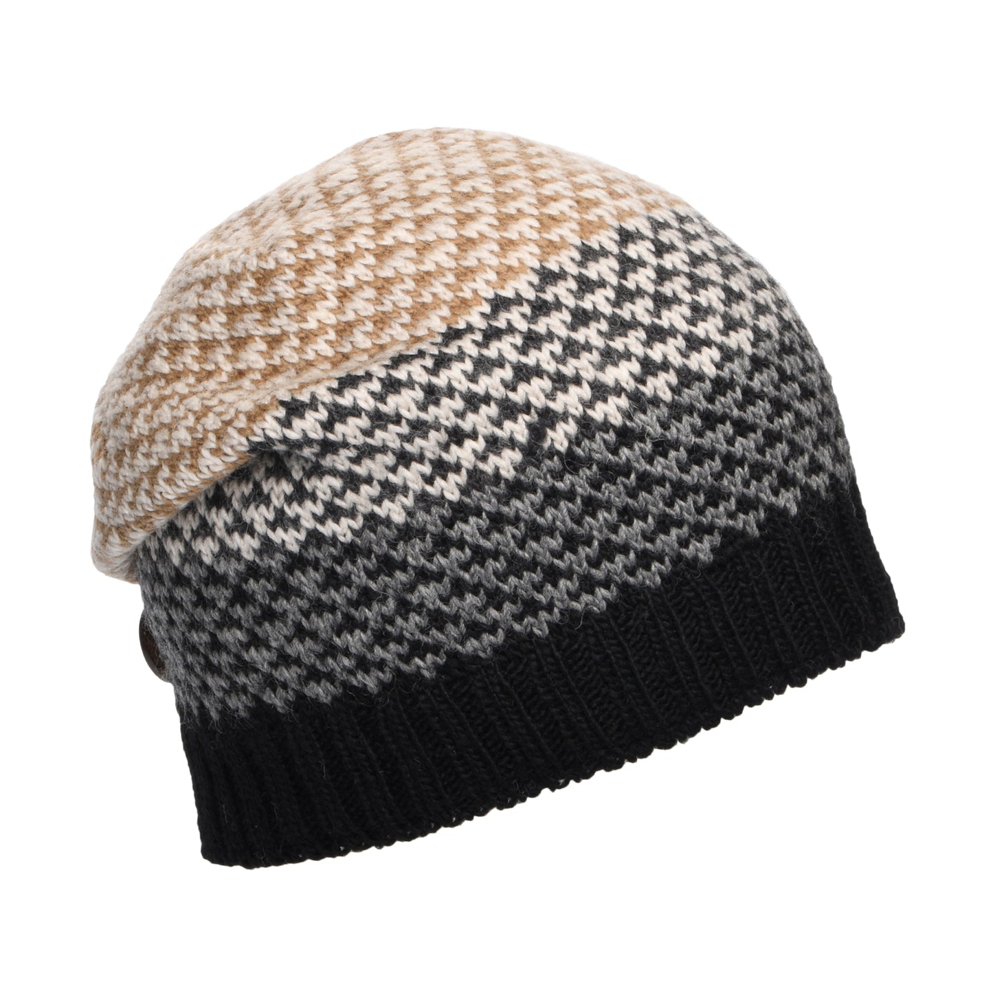 Gorro Beanie con botón de Kusan - Negro-Crema