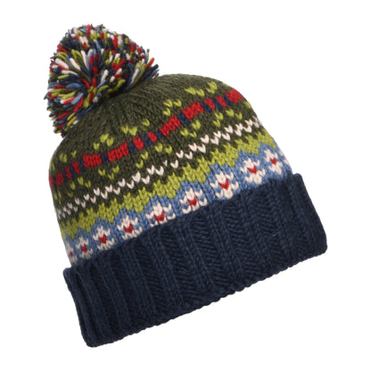 Gorro con pompón Mosaic Patrón temático de Kusan - Azul-Verde