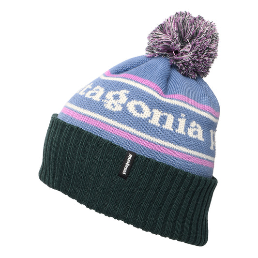 Gorro con pompón Park Stripe Powder Town de Patagonia - Azul-Púrpura-Verde Oscuro