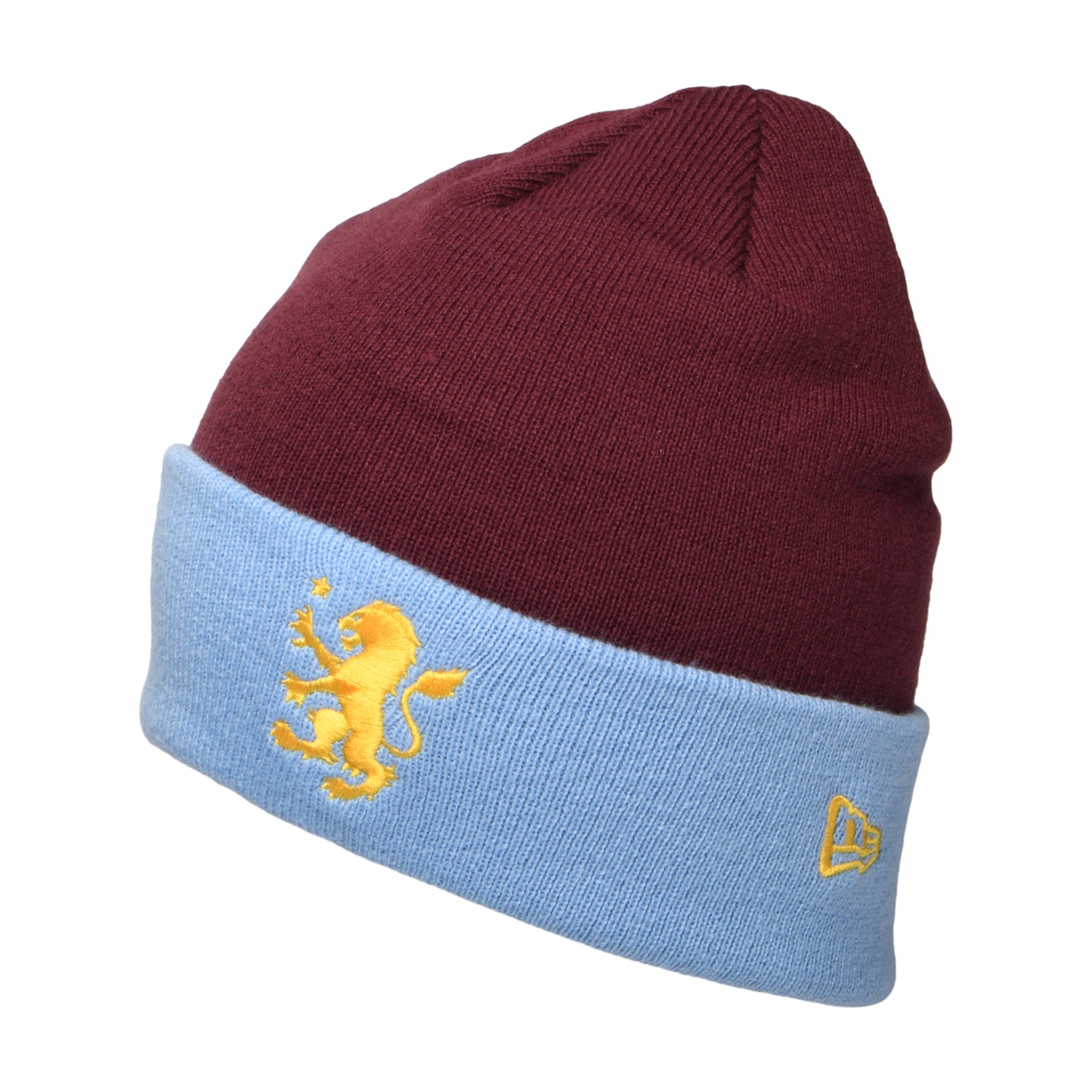 Gorro Beanie Team Cuff Knit Aston Villa FC de New Era - Burdeos-Azul Cielo