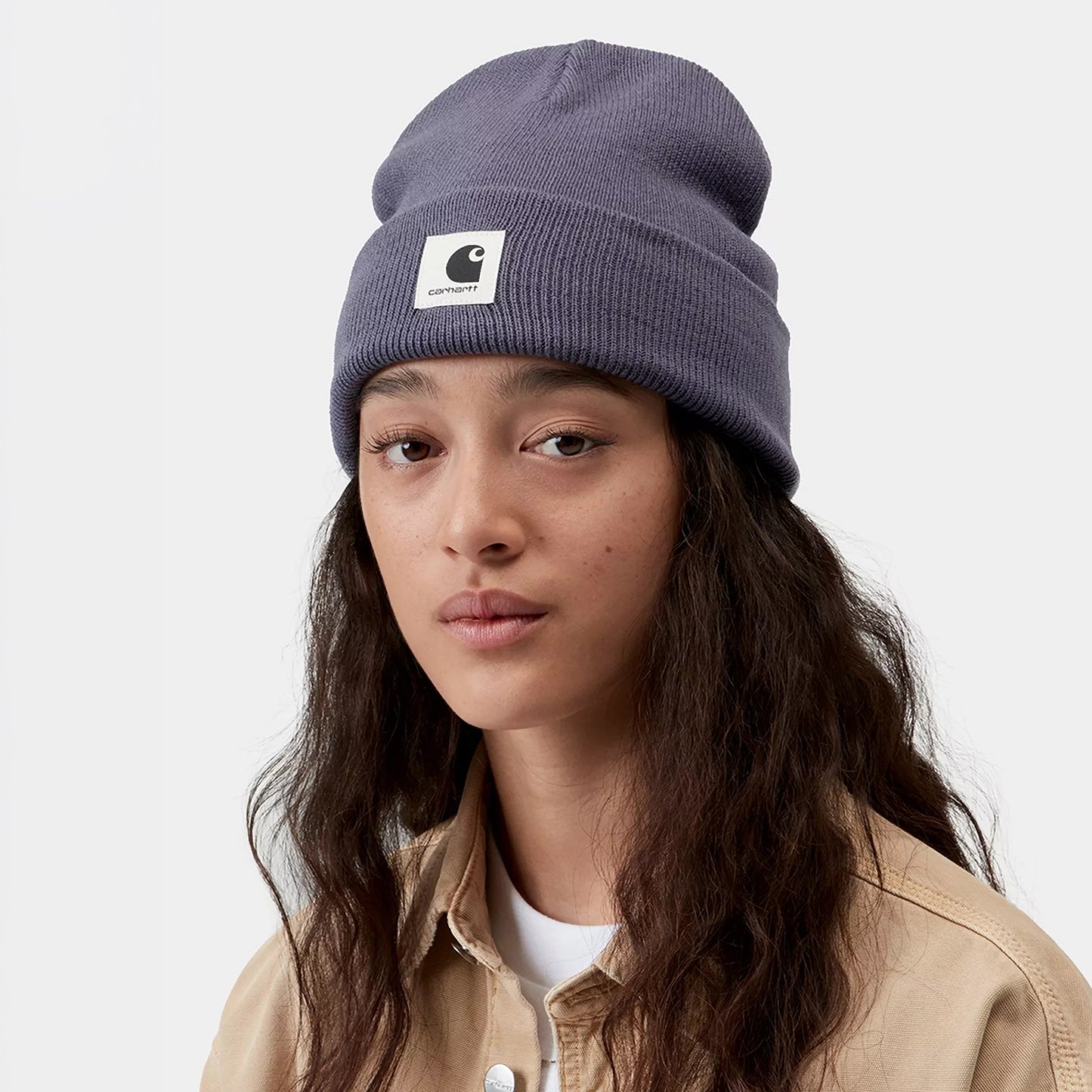 Gorro Beanie Ashley con vuelta de Carhartt WIP - Morado Empolvado