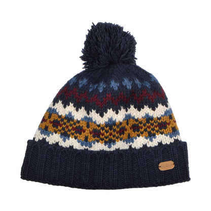 Gorro con pompón con vuelta Fair Isle de Kusan - Azul Marino-Multi