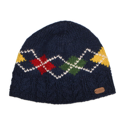 Gorro Beanie Lozenge de punto trenzado de Kusan - Azul Marino