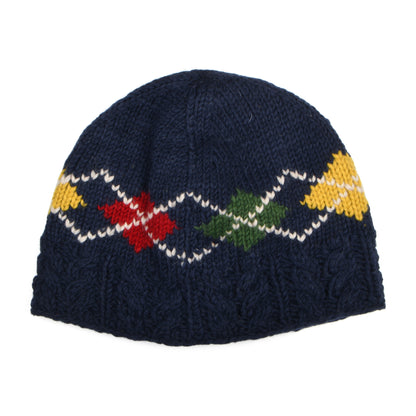 Gorro Beanie Lozenge de punto trenzado de Kusan - Azul Marino