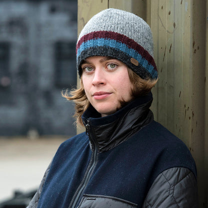 Gorro Beanie Hi Rib de Kusan - Gris-Ciruela