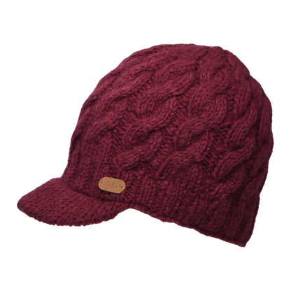 Gorro Beanie con visera de punto trenzado de Kusan - Mora