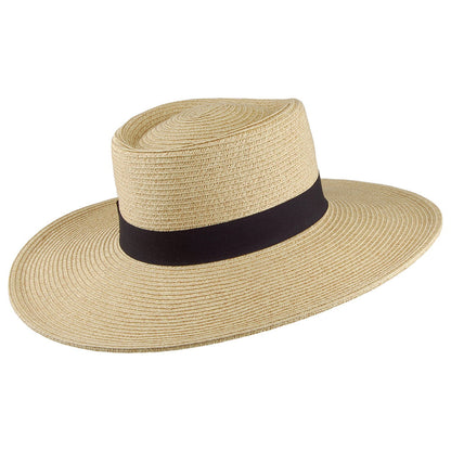 Sombrero de ala ancha de paja toyo de Scala - Natural