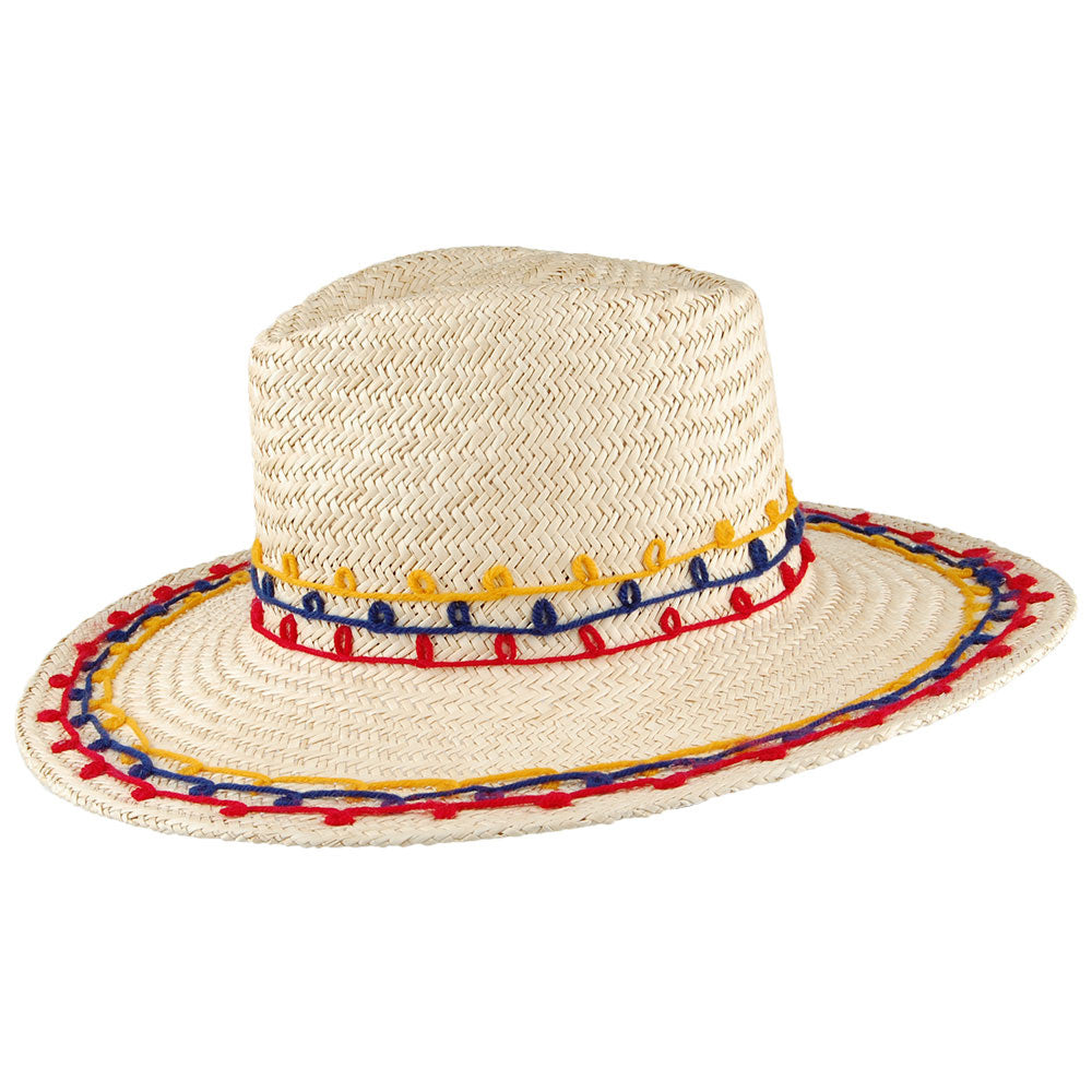 Sombrero Joanna de paja bordada de Brixton - Mezcla de naturales