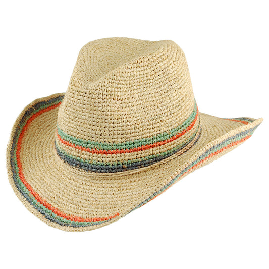 Sombrero Cowboy Trezza de rafia a crochet de Scala - Natural Claro
