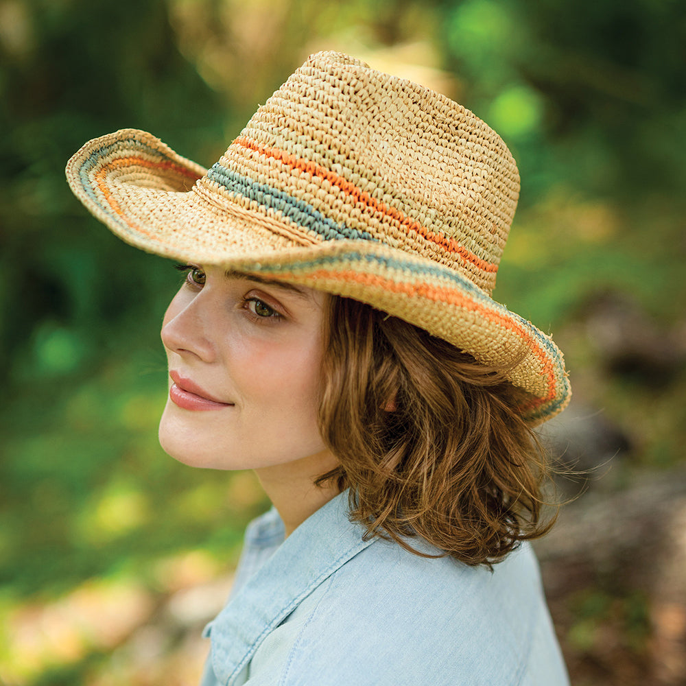 Sombrero Cowboy Trezza de rafia a crochet de Scala - Natural Claro