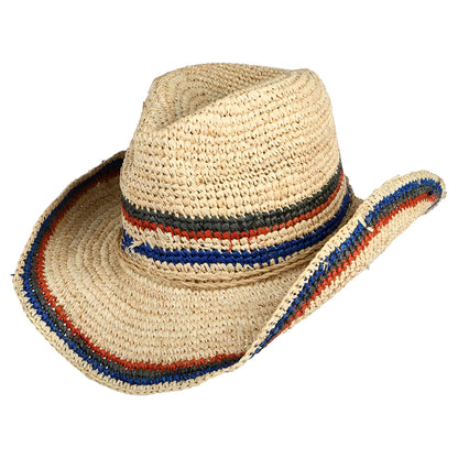 Sombrero Cowboy Trezza de rafia a crochet de Scala - Natural Oscuro