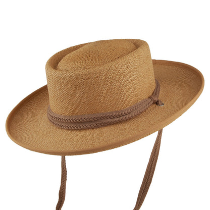 Sombrero Jesolo Gaucho de toyo con cordón ajustable trenzado de algodón de Scala - Té