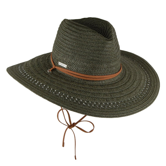 Sombrero de ala ancha con cordón ajustable de Seeberger - Verde Oliva