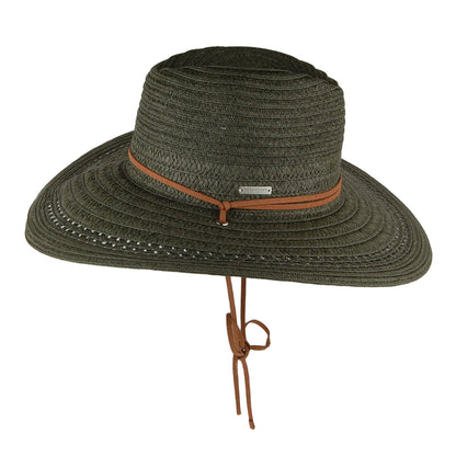 Sombrero de ala ancha con cordón ajustable de Seeberger - Verde Oliva