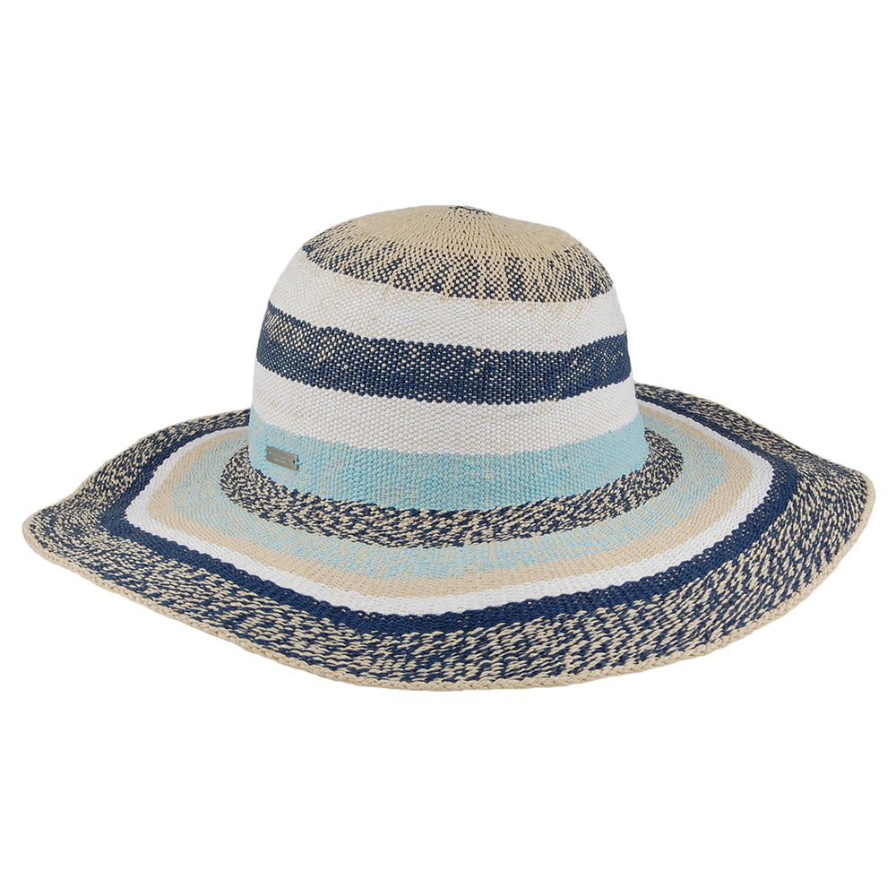 Sombrero de ala ancha con franjas de Seeberger - Natural-Azul