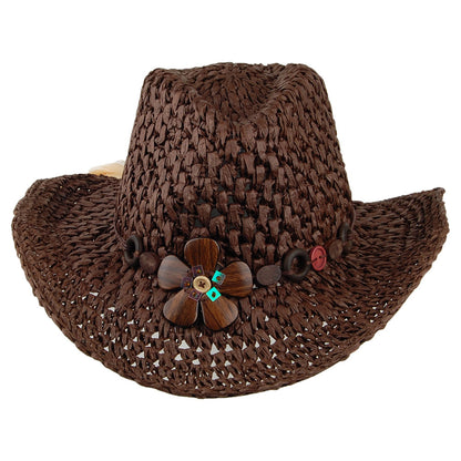 Sombrero Cowboy Prairie Flexible de paja toyo a crochet de Scala - Marrón