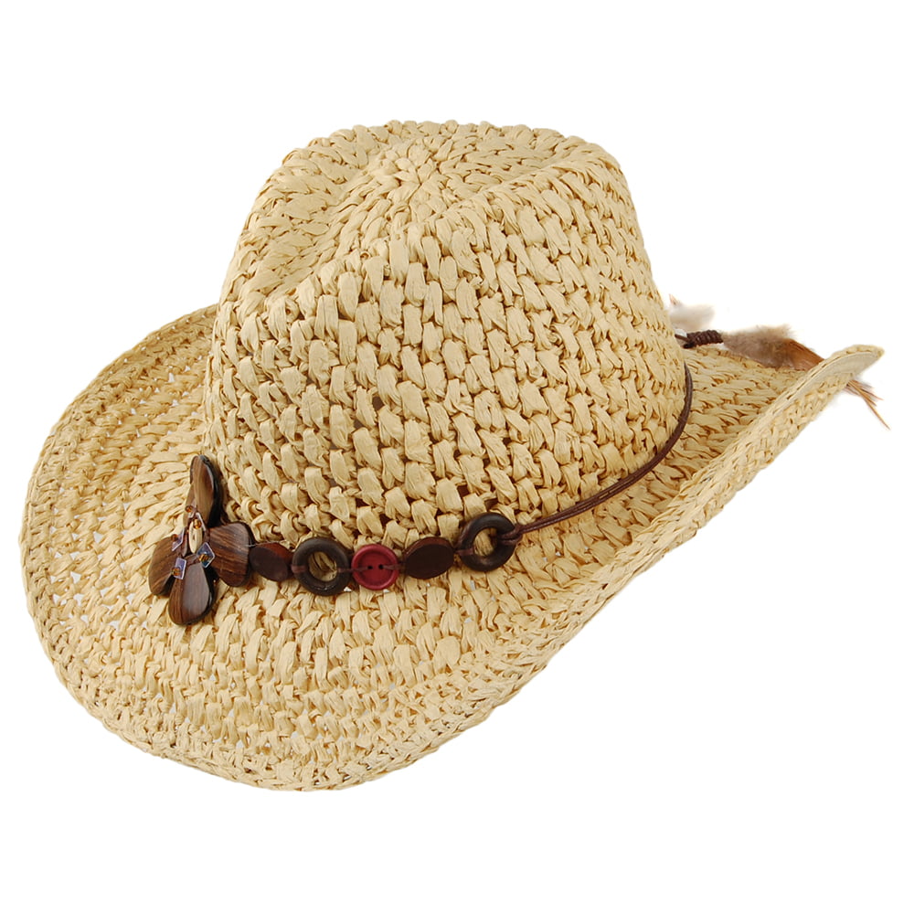 Sombrero Cowboy Prairie Flexible de paja toyo a crochet de Scala - Natural