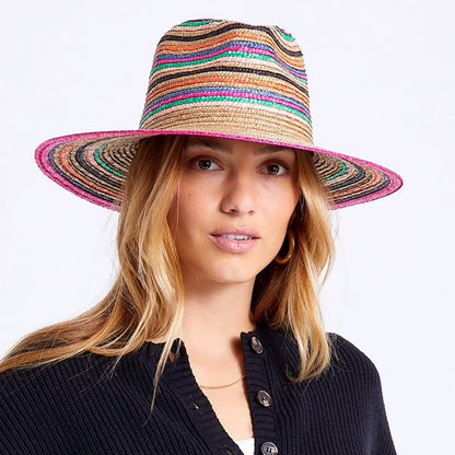 Sombrero Joanna de paja a rayas de Brixton - Mezcla de naturales