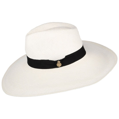 Sombrero Panamá Jessica de ala ancha con cinta decorativa negra de Christys - Decolorado