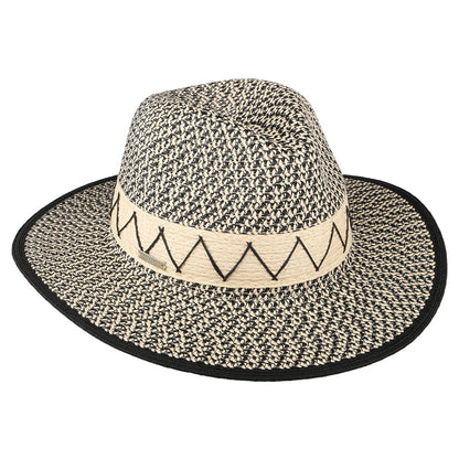 Sombrero Fedora de paja toyo ZigZag de Seeberger - Natural-Negro