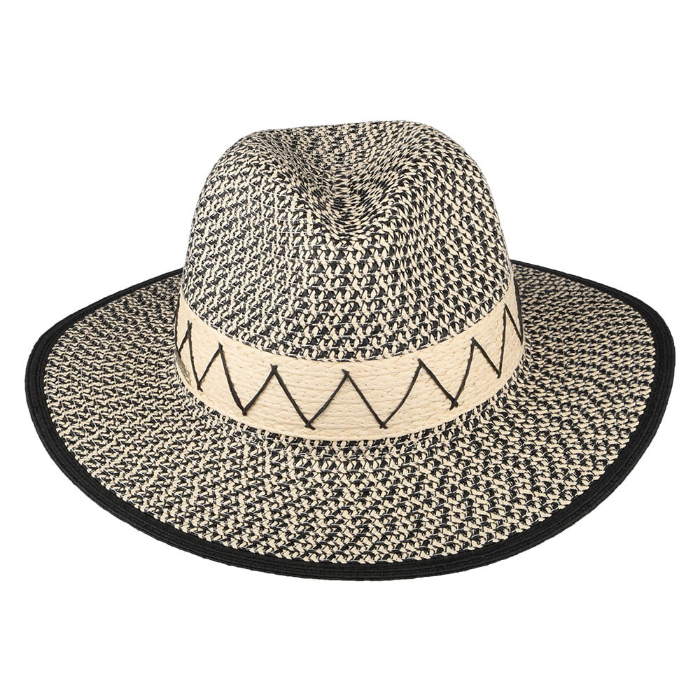 Sombrero Fedora de paja toyo ZigZag de Seeberger - Natural-Negro
