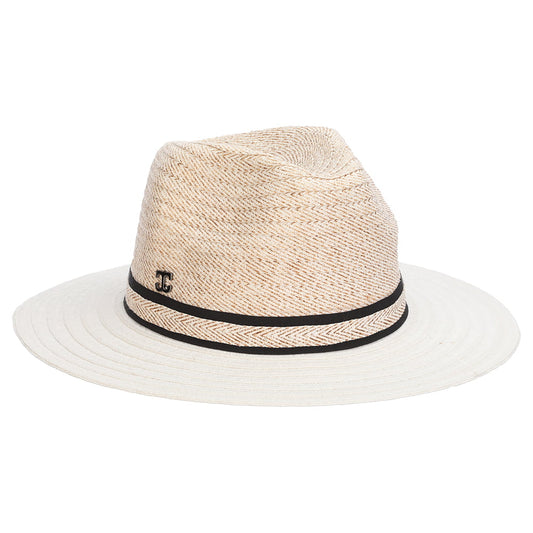 Sombrero Fedora Safari Bobbi de paja trenzada de Callanan - Blanco