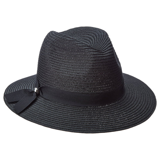 Sombrero Fedora Safari Beatty de Paja trenzada de Scala - Negro