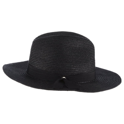 Sombrero Fedora Safari Beatty de Paja trenzada de Scala - Negro