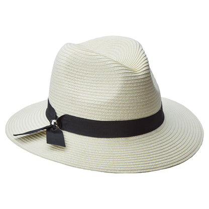 Sombrero Fedora Safari Beatty de Paja trenzada de Scala - Blanco Marfil